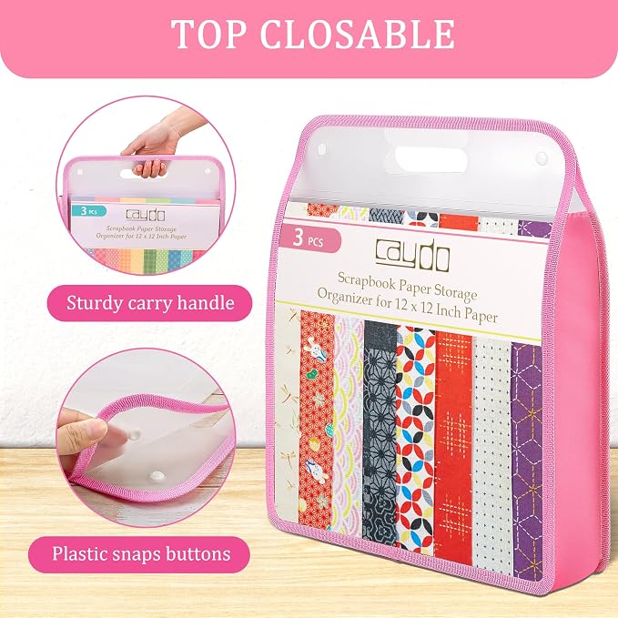 Caydo 3 Pack Scrapbook Paper Storage, Vinyl Paper - Image 4