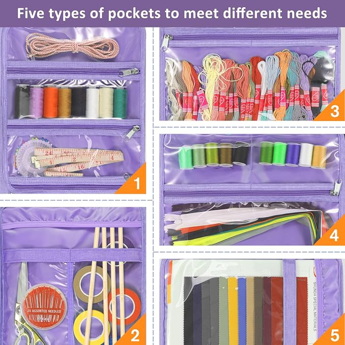 FINPAC Sewing and Craft Supplies Storage Tote, Large Capacity Travel Packing - Image 3