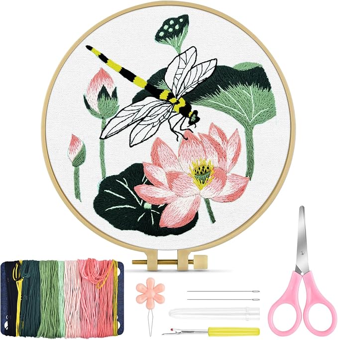 TINDTOP Embroidery Kit for Beginners Adult, Dragonfly Embroidery Kit | Include by TINDTOP