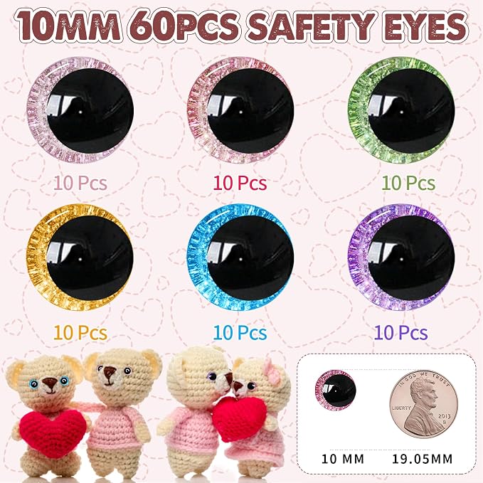120pcs 10mm 3D Glitter Safety Eyes - Image 2