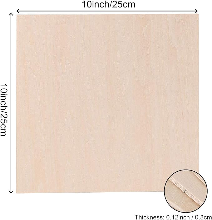 10 PCS 10 x 10 x 1/8 Inch Basswood Sheets, Thin Wood Sheets, Square Unfinished - Image 2