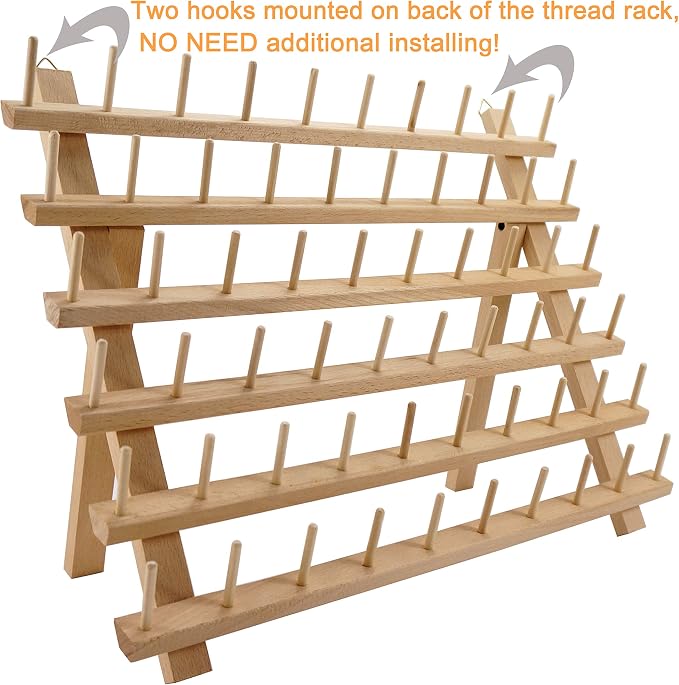 New brothread 60 Spools Wooden Thread Rack/Thread Holder Organizer - Image 2
