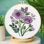 Zhenqing Purple Floral Bouquet Cross Stitch Kit - Image 2