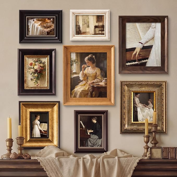 Lineshading 8 Pcs Picture Vintage Gallery Wall Frame Set Antique Picture Frame - Image 4