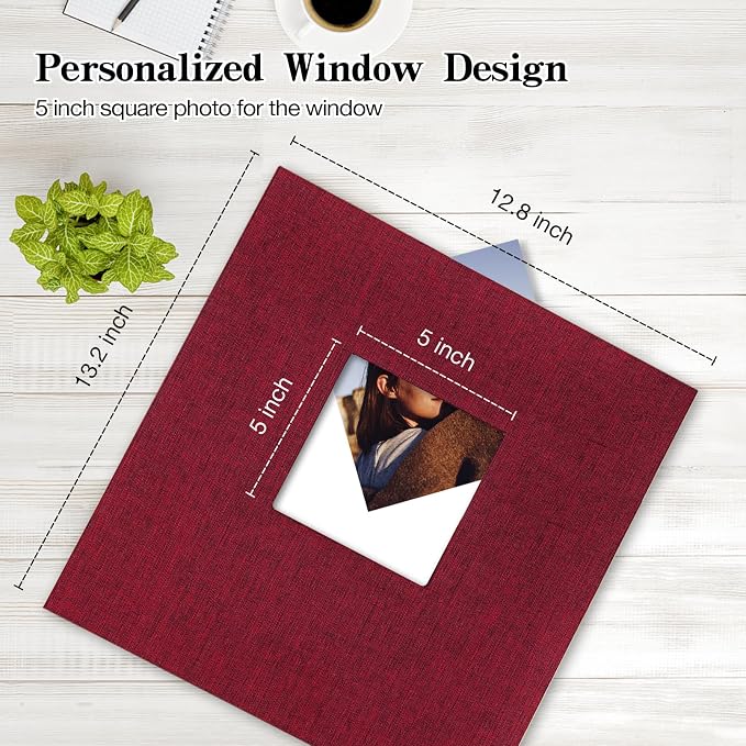 potricher Large Photo Album Self Adhesive 3x5 4x6 5x7 8x10 10x12 Pictures Linen - Image 2