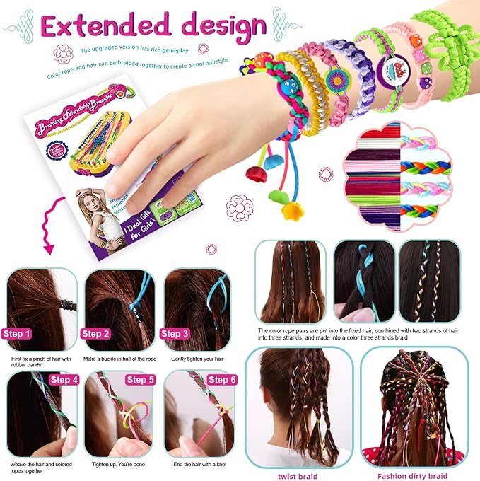 Friendship Bracelet Making Kit Toys, Ages 7 8 9 10 11 12 Year Old Girls Gifts - Image 4