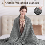 Knitted Weighted Blanket for Adult, No Beads Heavy Blanket 50” x 60'' 10lbs - Image 5