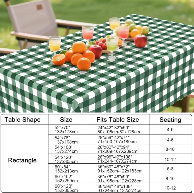 Smiry Rectangle Table Cloth, Waterproof Vinyl Tablecloth - Image 7