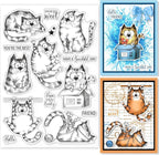 GLOBLELAND 8.3x5.8in Cartoon Cat Clear Stamps Lovely Cat Silicone Stamp Wish by GLOBLELAND