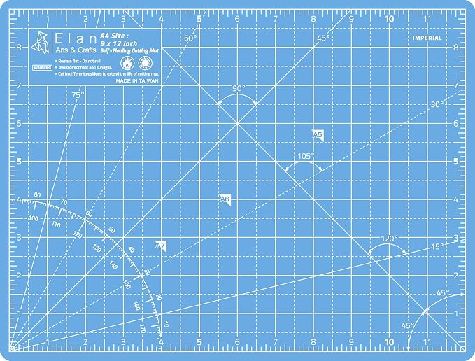 Elan Cutting Mat A4 Blue, Self Healing Cutting Mat 9x12 Inch, 5-Ply Craft Board by Elan