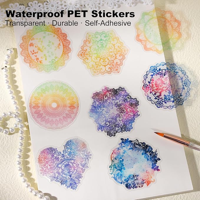 60 PCS Magic Color Boundary Lace Stickers – PET Transparent Dreamy Stickers - Image 3