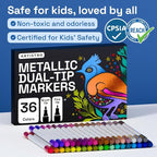ARTISTRO 36 Metallic Dual-Tip Acrylic Paint Markers – Paint Pens Set - Image 7