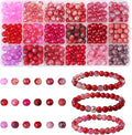 DUQGUHO 8mm Red Beads for Jewelry Making Red Glass Beads for Bracelets Crystal by DUQGUHO