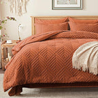 Zzlpp Full Comforter Set 7 Pieces, Burnt Orange Tufted Bed in a Bag by ZZLPP