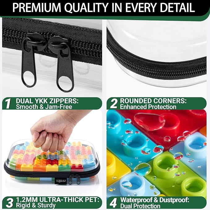 YQBRAO 3-Pack Large Clear Hard Shell Zipper Case, 1.2mm Rigid Toy & Cosmetic - Image 5