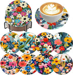 8 Pack Diamond Art Coasters, Wildflowers Diamond Painting Coasters Kits | by Zythron
