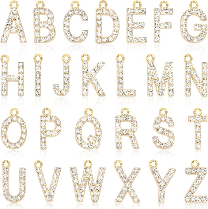 SANNIX 26Pcs Letter Charms, Full Rhinestone Letter Charms by SANNIX