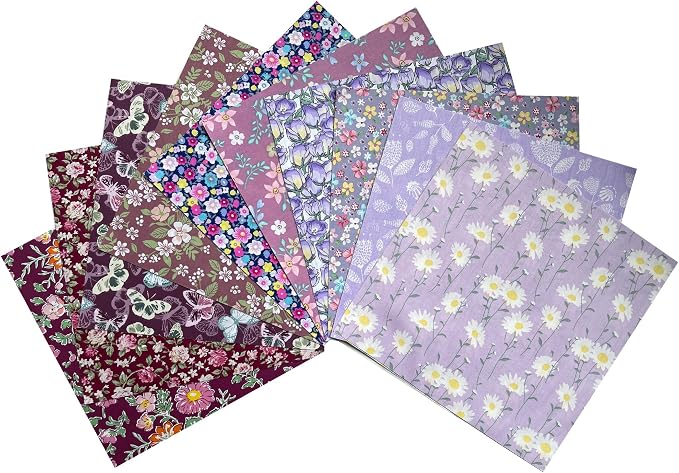 HANPATQUI 50PCS 5 x 5 inch Purple Printed 100% Cotton Fat Quarters Fabric - Image 2