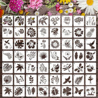Augshy 56 Pack Flower Stencils for Wood, Butterfly & Bird Stencils for Wall & by Augshy