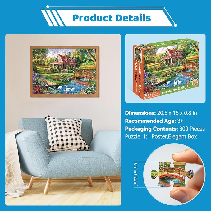 300 Piece Jigsaw Puzzle for Adults, Floral Countryside Jigsaw Puzzle, - Image 6