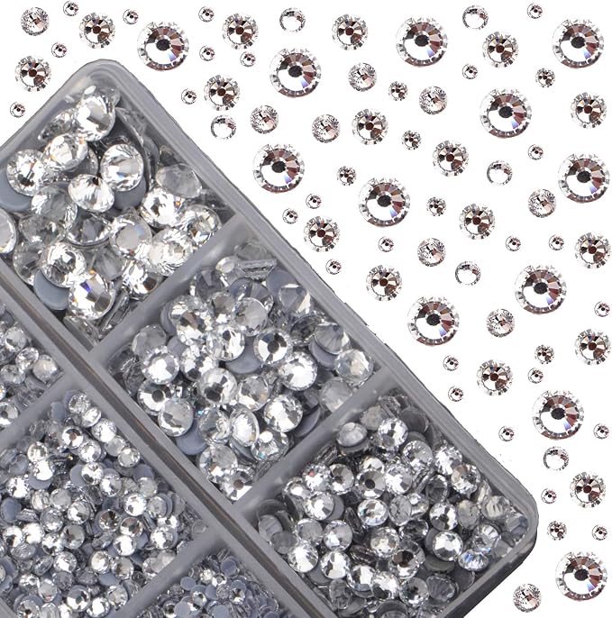 4000pcs Mixed Size Hot Fix Round Crystals Gems Glass Stones Hotfix Flat Back - Image 2