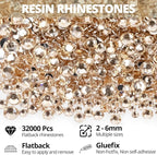 32000Pcs Tan Rhinestones for Bedazzling, 6mm Flatback Gems Bedazzle Set - Image 2