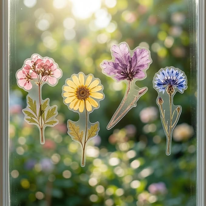 200 Pcs Dried Flower Stickers for Scrapbook Supplies, Pressed Flower Stickers - Image 4
