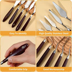 27 Pcs Palette Knife Set, Stainless Steel Painting Knife Set Wood Handle - Image 3