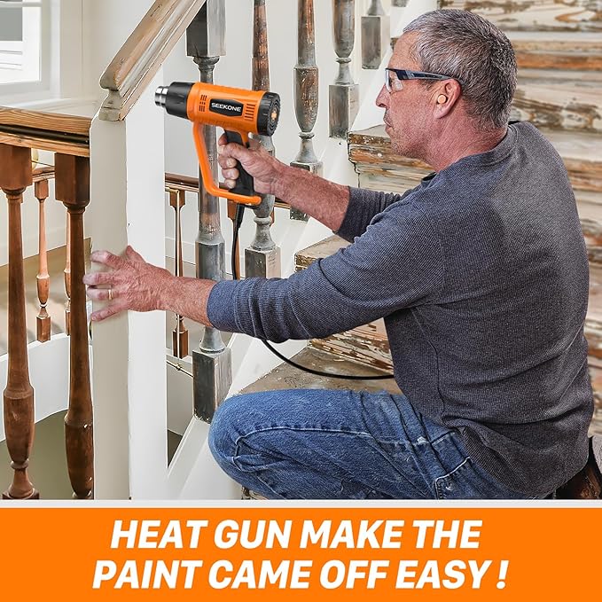 SEEKONE Heat Gun 1800W Heavy Duty Fast Heat Hot Air Gun Kit - Image 6