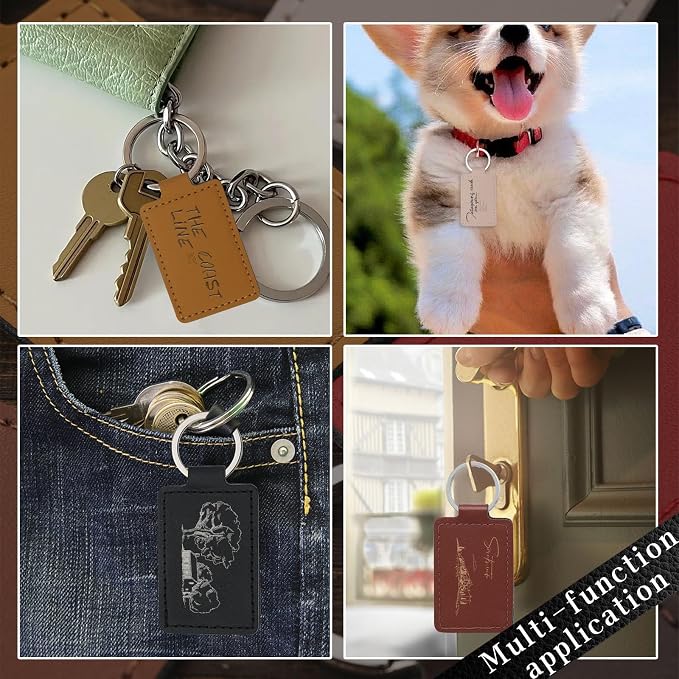 15 Pcs PU Leather Keychain, 6 Colors Leather Keychain Blanks Leather Key Fob Kit - Image 7
