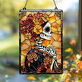 Skeleton Lady & Marigold Flowers Acrylic Suncatcher by Unknown