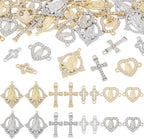 Cheriswelry 40pcs Virgin Cross Rhinestone Connector Charms Heart Oval Cross - Image 8