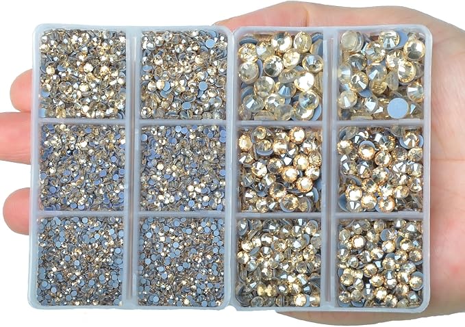 10000Pcs 2-Boxes Mixed Size Hot Fix Round Crystals Gems Glass Stones Hotfix - Image 4