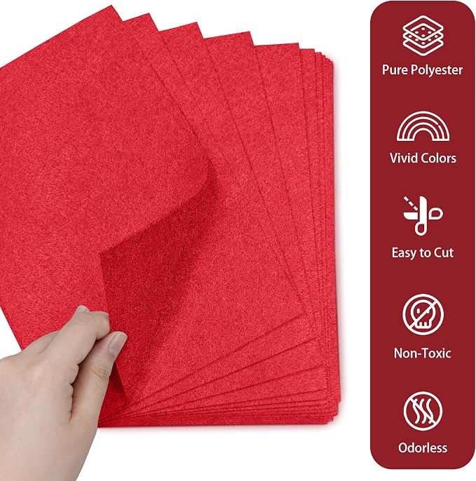 20PCS Red Felt Fabric Sheets - Image 3