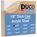 Duco Clear Cast Acrylic Sheets 1/8" Thick 8" x 12" by DucoPlasticsSupply