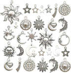100g Craft Supplies Mixed Antique Silver Sun Moon Stars Charms Pendants by WOCRAFT