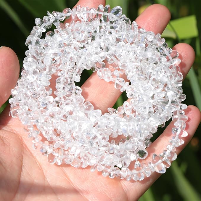 400pcs 5-8mm Clear Crystal Glass Chip Beads Irregular Pre Drilled Loose Beads by DQJRJTJewelryMakingCraftsSupplies