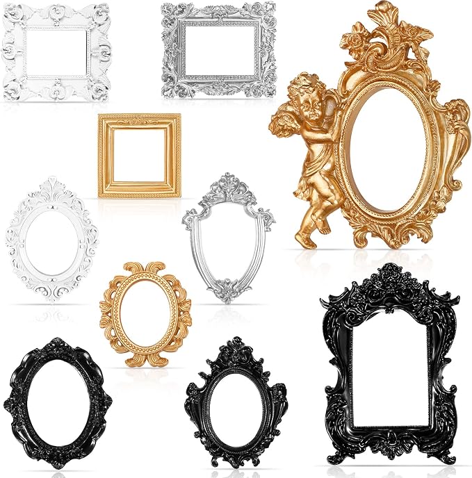 Yulejo 10 Pcs Vintage Gold Mini Frames Set, Baroque Victorian Ornate Decorative by Yulejo