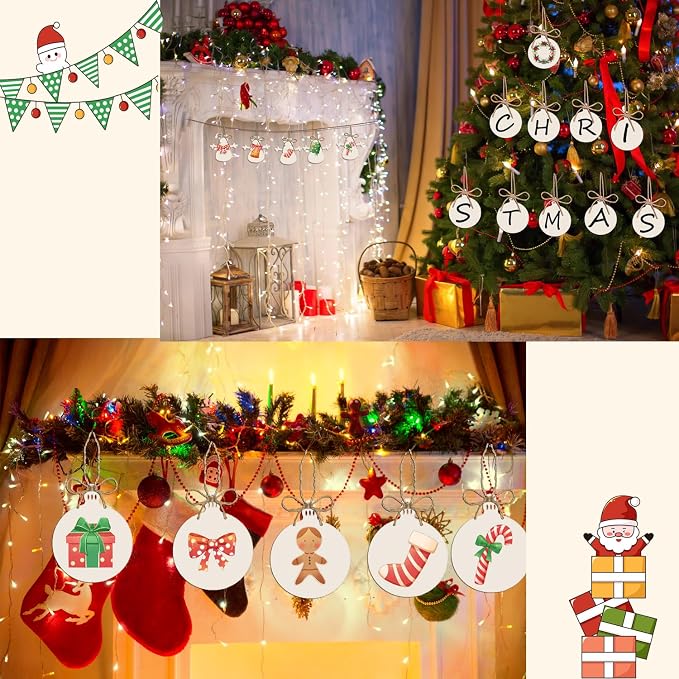 50PCS Unfinished Wood kit with Holes, Wooden Circles - Image 4