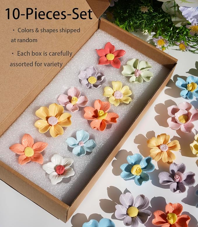 Lanyani 30 Pieces 3D Ceramic Flower Mosaic Tiles - Image 5