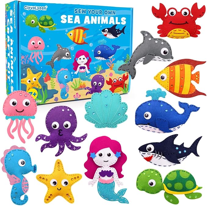 CiyvoLyeen Sea Animals Sewing Kit Mermaid DIY Felt Plush Craft Kit Make Your by CiyvoLyeen