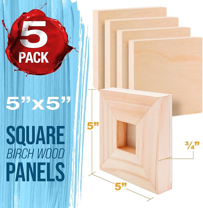 U.S. Art Supply 05" x 05" Unfinished Cradled Wood Panels - Image 2