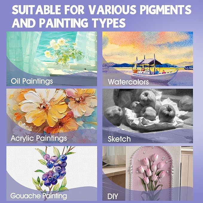 ESRICH 12x16 Stretched Canvas for Painting, 8 Pack Blank Canvases for Painting - Image 5