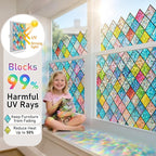 Sunbaby Window Privacy Film Stained Glass Decorative Rainbow Window Cling 3D - Image 3