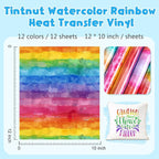 Tintnut Rainbow Gradient Heat Transfer Vinyl, PU HTV Sheets, stretch washable - Image 2