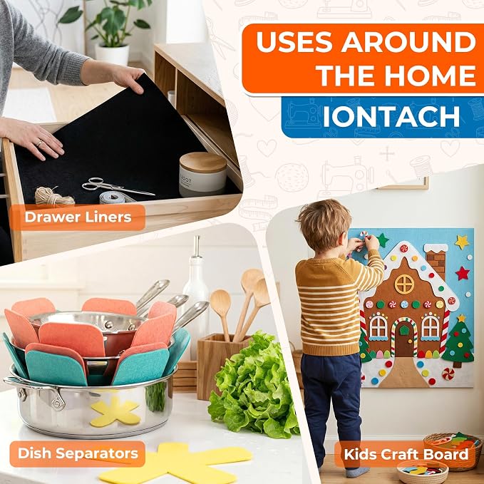 IONTACH 18" X 18" Soft Felt Sheets 1.6mm Thick | Acrylic Felt Fabric Sheets - Image 6