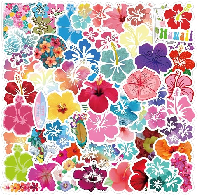 64pcs Aesthetic Hibiscus Stickers by Unknown
