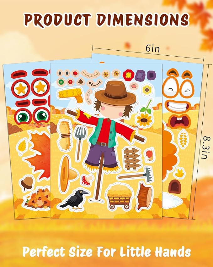 Aowplc 48 Sheets Fall Make a Face Stickers, 12 Designs Fun Fall Crafts - Image 5