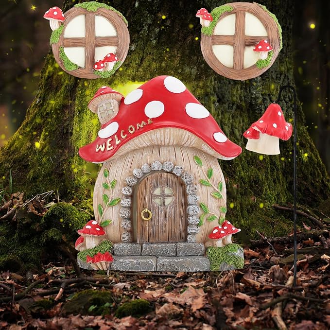 Miniature Fairy Garden Accessories Christmas Decorations Mushroom Fairy Door - Image 3