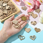 200 pcs Mixed Styles Hollow Heart Theme Unfinished Wood Cutout Charms Cute Love - Image 4